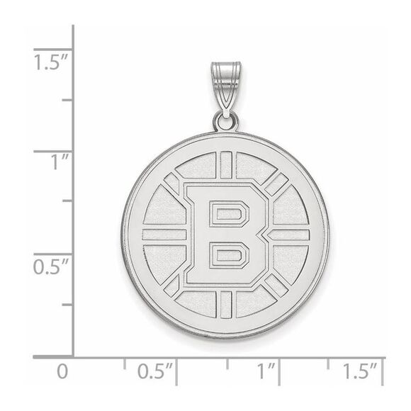 14k White Gold NHL Boston Bruins XL Disc Pendant